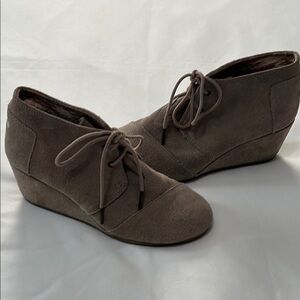 Toms Suede Wedge Booties